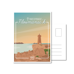 Cabines de plage - Phare de Mean Ruz à Ploumanac'h - carte postale